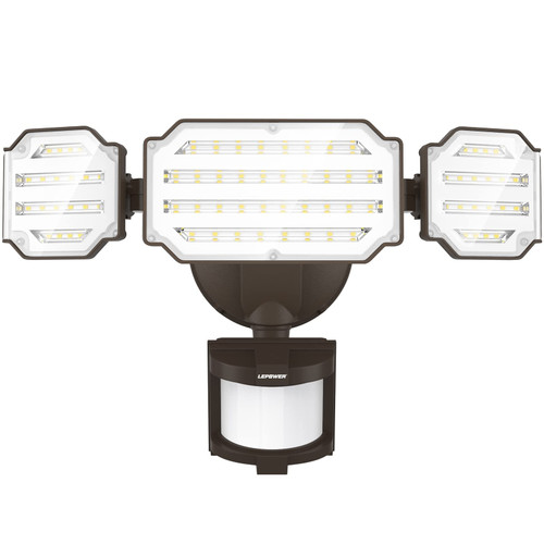 LEPOWER Motion Sensor Outdoor Lights, 45W 4500LM LED Security Lights, IP65 Waterproof, 5000K Flood Lights Outdoor with 3 Head Motion Detector for Outside Garage, Yard, Porch