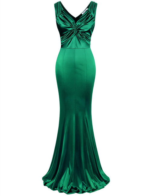 MUXXN Women's 1950s Vintage Cocktail Sleeveless V Neck Elegant Formal Evening Fishtail Maxi Long Dress Green S MUXXN Women's 1950s Vintage Cocktail Sleeveless V Neck Elegant Formal Evening Fishtail Maxi Long Dress Green S