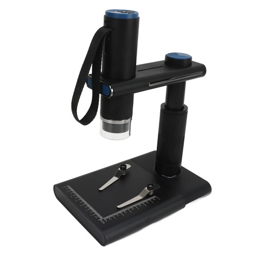 Portable Digital Microscope, 5V 1A USB HD 2MP WiFi Digital Microscope 50-1000X Magnification with PC Stand for Print Inspection (Black)