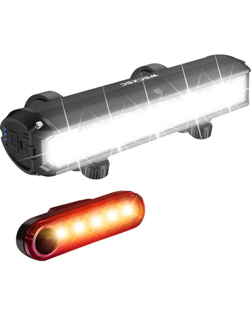 Super Bright Bike Light for Safe Night Riding, 5 LED Wide Beam Bicycle Light, USB Rechargeable Bicycle Headlight, Waterproof Bike Headlights for Adult Kid Elderly Mountain Road Commuter Free Taillight