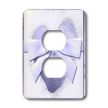3dRose lsp_23888_6 Bow On Lavender Heart 2-Plug Outlet Cover