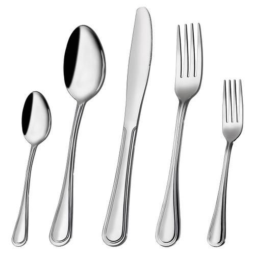 ONUIFIKE Silverware Set, 30 Piece Silver Stainless Steel Cutlery Set Steak Knife Fork Spoon Dessert Tableware, Cutlery Flatware Set