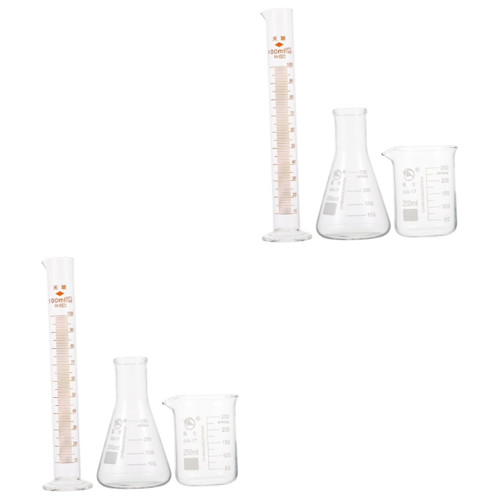 SOLUSTRE 2 Sets Experimental Tool Glass Beaker 100ml Graduated Cylinder Erlenmeyer Flask Laboratory Glassware Pink Tool Kit Chemistry Glassware Lab Glassware Measuring Cylinder Conical