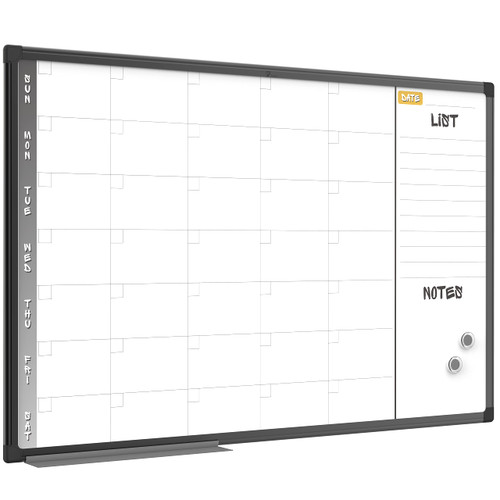 TOWON Magnetic Whiteboard Calendar 36 x 24 Inches, Dry Erase Calendar Board for Wall with Black Frame, Monthly White Board Calendar Dry Erase with Notes with Pen Tray and Magnets