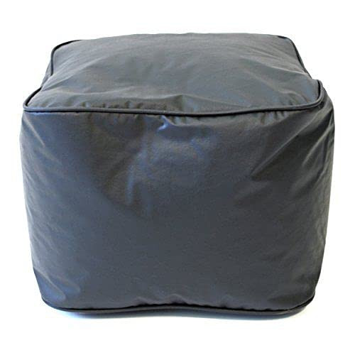 D2D Leather Look Vinyl Bean Bag Ottoman, Ebony - Small