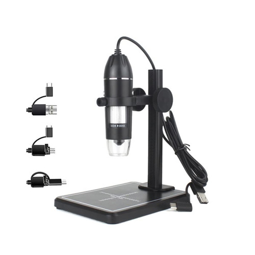 Handheld Digital Microscope Accessories Digital Microscope, 1000X 1600X 8 LEDs 2MP Electron Microscope Zoom Camera Microscope Accessories (Color : 3 in 1 Lift Stand, Magnification : 1600X)