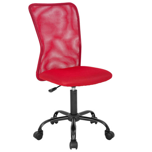Mesh Ergonomic Office Chair Computer Desk Chair -250lbs Mid Back Office Chair with Lumbar Support Height Adjustable Desk Chair No Armrest Executive Office Chair Rolling Swivel Task Chair, RED