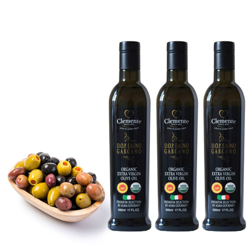 Clemente Organic Dauno Gargano Extra Virgin Olive Oil D.O.P. | 17 Fluid Ounce | Pack of 3 Clemente Organic Dauno Gargano Extra Virgin Olive Oil D.O.P. | 17 Fluid Ounce | Pack of 3