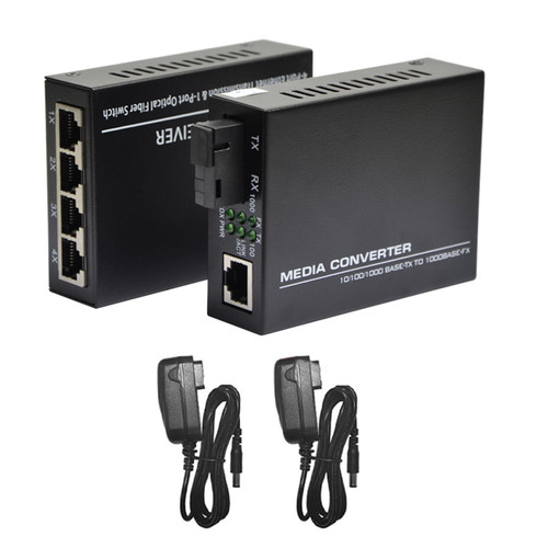 Fiber Ethernet Media Converter, Single-Mode 10/100M/1000M SC Port 3km to RJ45 Port Optical Transceiver
