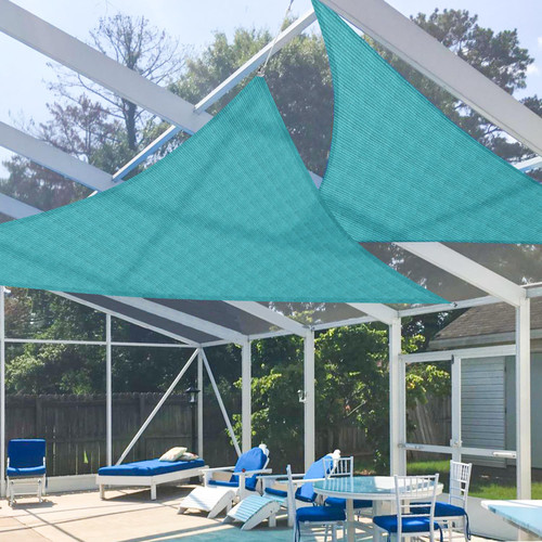E&K Sunrise 3' x 8' x 9' Sun Shade Sail Right Triangle Canopy Shade Cover UV Block for Pergola Patio Backyard Garden Outdoor (Turquoise)
