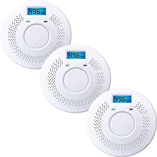 3 Pack Combination Photoelectric Smoke Alarm and Carbon Monoxide Detector Battery Operated with Digital Display (White) 3 Pack Combination Photoelectric Smoke Alarm and Carbon Monoxide Detector Battery Operated with Digital Display (White)