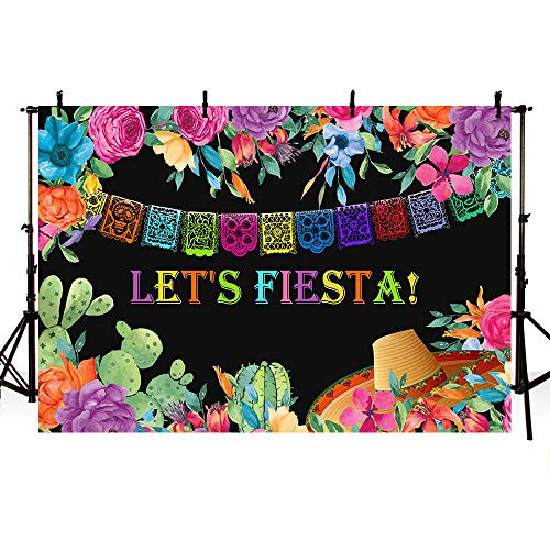 MEHOFOTO 7x5ft Lets Fiesta Black Backdrop Cinco De Mayo Mexican Festival Floral Birthday Photography Background Colorful Flower Cactus Decoration Event Table Decor Banner Background Photo Booth Props MEHOFOTO 7x5ft Lets Fiesta Black Backdrop Cinco De Mayo Mexican Festival Floral Birthday Photography Background Colorful Flower Cactus Decoration Event Table Decor Banner Background Photo Booth Props