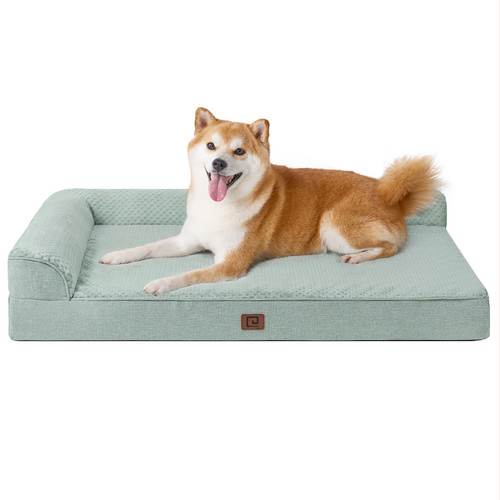 EHEYCIGA Memory Foam Orthopedic Dog Beds Large Sized Dog, Washable Dog Bed with Waterproof Lining Removable Cover, Dog Sofa Bed with Nonskid Bottom Pet Couch Bed, 36x27 Inches, Greyish Green