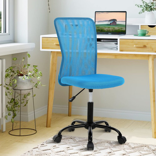 Home Office Chair Ergonomic Desk Chair Swivel Rolling Executive Task Chair Armless Mid Back Computer Chair,Height Adjustable Mesh Desk Chair with Lumbar Support for Home Office(Blue)