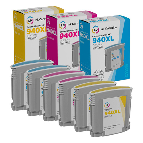 LD Remanufactured Ink Cartridge Replacement for HP 940XL High Yield (2 Cyan, 2 Magenta, 2 Yellow, 6-Pack)