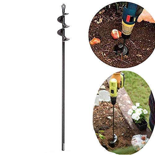 SuperThinker Auger Drill Bit, Steel Gardening Earth Auger Hole Digger for Planting Bedding, Bulbs, Seedlings (1.6x17.5)