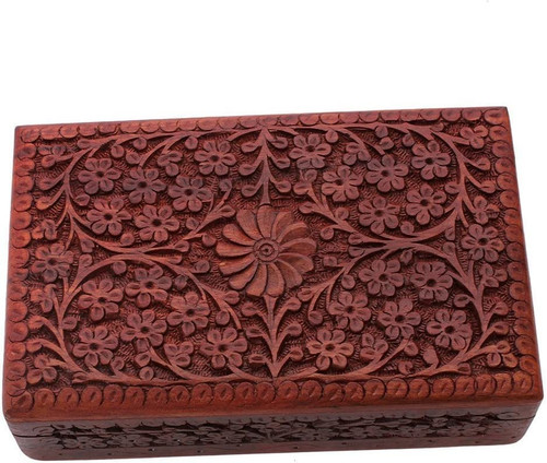 GURU JEE Handmade Indian Wood Jewelry Box Jewelry Organizer Keepsake Box Wooden Trinket Box Wood Wooden Jewelry Box Decorative Storage Organizer Intricate Carved