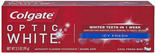 Colgate Optic White Icy Fresh Anticavity Fluoride Toothpaste, Cool Fresh Mint 3.50 oz (Pack of 5)