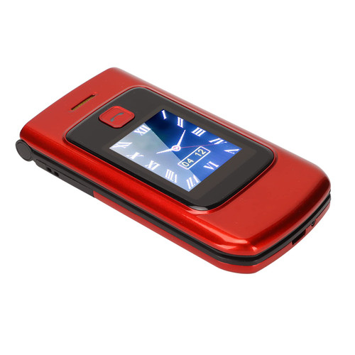 2G Unlocked Flip Phone, Dual SIM Flip Cell Phone with Dual Screen, Big Button, SOS Function, 4800mAh Battery, LED Flashlight & Loud Sound, Senior Flip Phone for Elderly, Kids (Red)