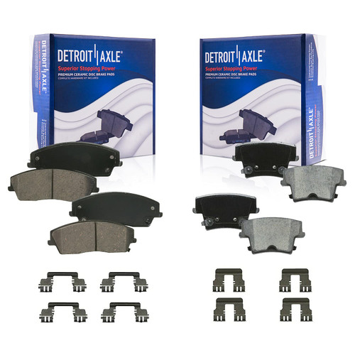 Detroit Axle - Brake Pads for 2006-2010 Dodge Charger, 2005-2008 Magnum, Front and Rear Ceramic Brake Pads w/Clip 2007 2008 2009 Replacement