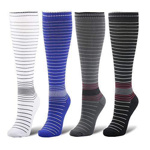 YOLIX Compression Socks Women and Men 20-30 mmHg - 4 to 6 Pairs Best Knee High Stocking for Travel, Sports, Pregnancy, Medical, Nursing, Flight