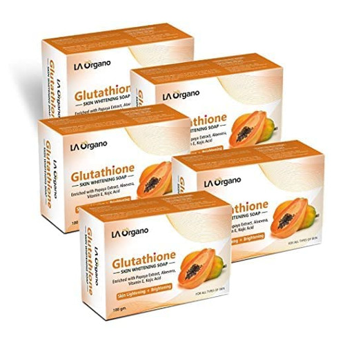 Desko Glutathione Papaya Skin Whitening Soap, with Vitamin E & C for Skin Lightening & Brightening, Kojic Acid, Dark Spot and Dead Skin Cell Removal, Fairness Soap for All Skin Type (Pack of 5) Desko Glutathione Papaya Skin Whitening Soap, with Vitamin E & C for Skin Lightening & Brightening, Kojic Acid, Dark Spot and Dead Skin Cell Removal, Fairness Soap for All Skin Type (Pack of 5)