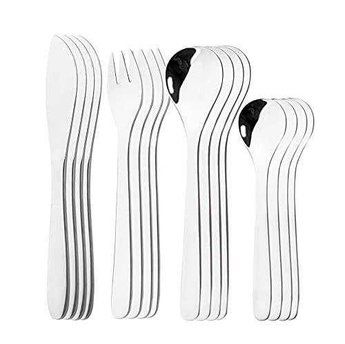 ONUIFIKE Silverware Set, 16Pcs/Set Silver Tableware Set Knife Spoon Fork Dinnerware Set 304 Stainless Steel Cutlery Set Kitchen Flatware Dishwasher safe, Flatware Cutlery Set
