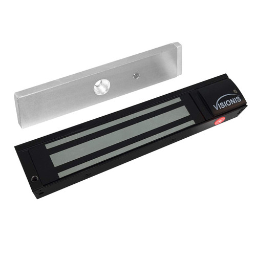 Visionis VS-VISML600LED-BL Indoor 600lbs Black Electromagnetic Lock with LED Sensor for Door Access Control