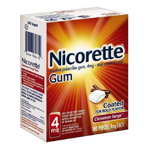 Nicorette Nicotine Gum, 4mg, Cinnamon Surge 100 ea