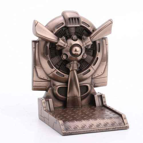 Veronese Design 5 1/2 Inch Steampunk Rotary Engine Propeller Resin Sculpture Bronze Finish Bookend
