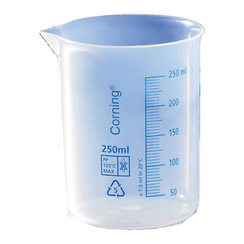 Corning 1000P-100 Polypropylene Low Form Reusable Griffin Beaker, Graduated, 100mL Capacity (Case of 12)
