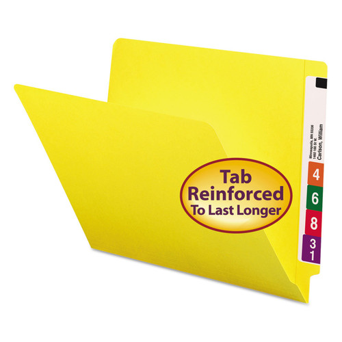 Smead 25910 Colored File Folders Straight Cut Reinforced End Tab Letter Yellow 100/Box