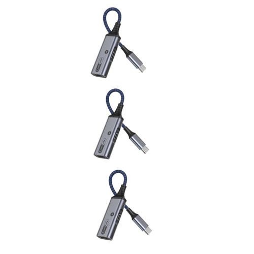 jojofuny 3pcs Typec Adapter Cable Earphone Type- c Converters Headphone Type-c Adapters Converters Type- c Earphone Adapters Type- c Charging Converters Headphones Adapter Nylon Portable