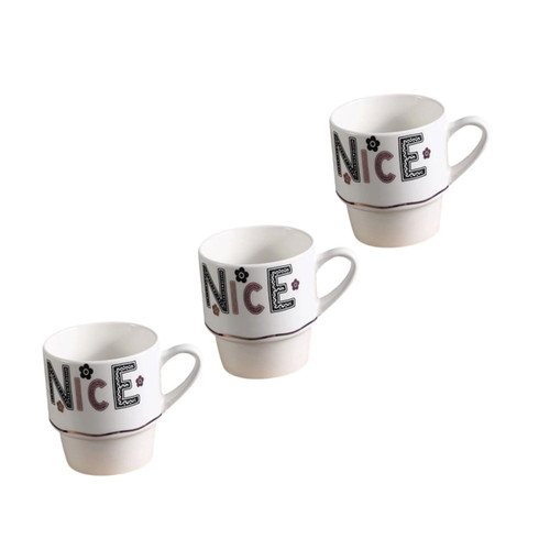 Zerodeko 3pcs Stackable Mug Cute Home Ceramic Mugs Coffee Mugs Latte Cup Ceramic Coffee Mug Soup Serving Mug Coffee Cups Ceramic Yogurt Cup Cappuccino Cups Cereal Cup Household Ceramics 3d