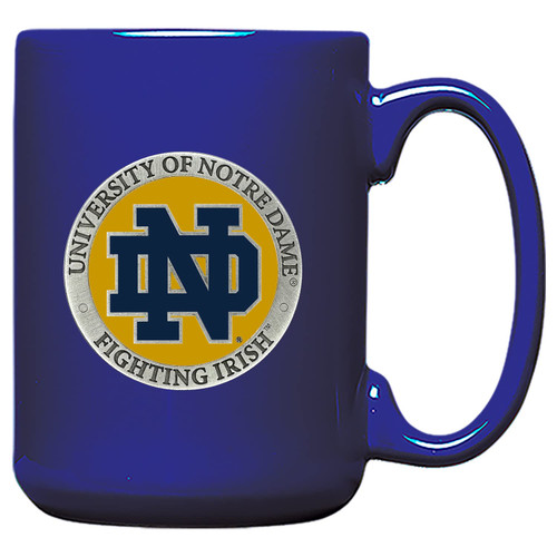 Heritage Pewter Notre Dame 15 Ounce Coffee Mug | Mug for Coffee, Beverages | Intricately Crafted Metal Pewter Alma Mater Inlay