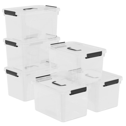 AnnkkyUS 6 Packs 18 Liters Plastic Latching Storage Box, Clear Bins with Lids