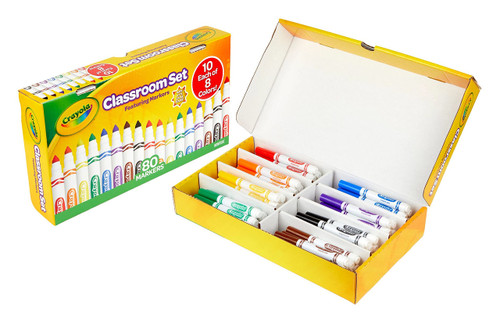 Crayola Classroom Set Broad Line Markers, 10 Each of 8 Classic Colors, Bulk Markers