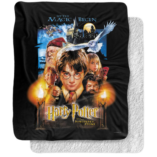Harry Potter Blanket, 50"x60", Movie Poster Silky Touch Sherpa Back Super Soft Throw Blanket