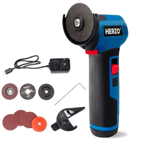 HERZO Mini Angle Grinder Cordless 2 inch, 7.2V Lithium Brushless Grinder Tool for Cutting, Grinding