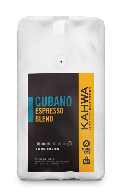 Kahwa Cuban Coffee Beans, Cubano Dark Roast Espresso Blend,Whole Bean Coffee, 5 lb Bag