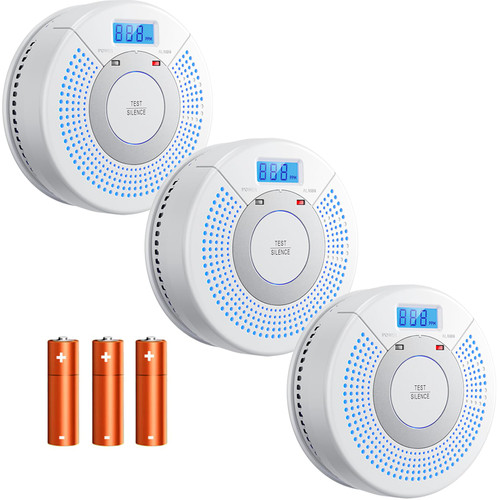Linsoal 3 Pack Combination Photoelectric Smoke Alarm and Carbon Monoxide Detector Battery Operated with Digital Display (White) Linsoal 3 Pack Combination Photoelectric Smoke Alarm and Carbon Monoxide Detector Battery Operated with Digital Display (White)