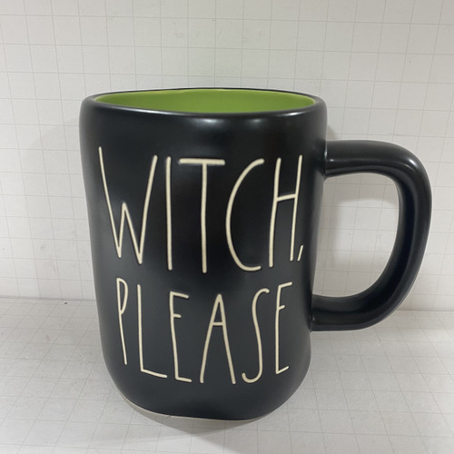 Rae Dunn WITCH PLEASE Halloween Mug Coffee cup - green inside Ceramic