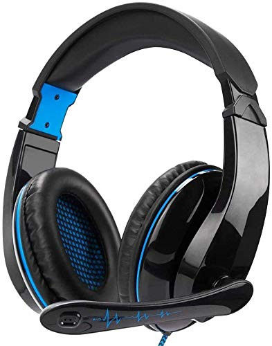 Raxinbang Headset 3.5mm Gaming Headset Over-Ear Headphones Stereo Music Earphone with Adjustable Microphone Compatible for Computer Games Smart Phone for PS4 Game Headset