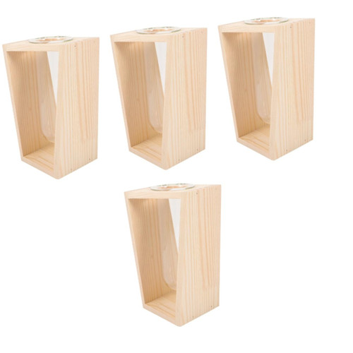 Happyyami 4pcs Glass Vase Test Tube Planters for Indoor Plants Propagation Tubes Desk Propagation Station Clear Hydroponic Test Glass Flower Vase Plant Terrarium to Rotate Wood Stand Desktop