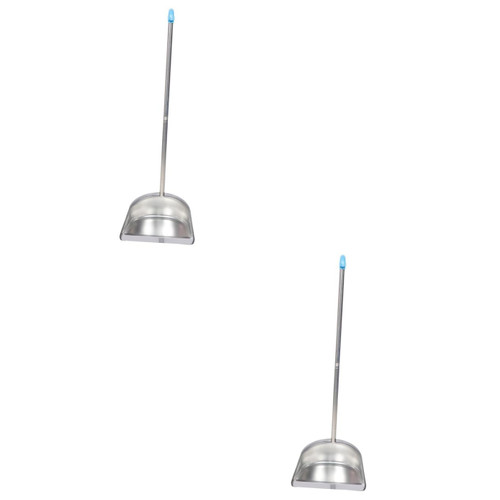 HEALLILY 2pcs Stainless Steel Trash Shovel Cleaning Shovel Long Handle Garbage Shovel Indoor Broom Metal Container Upright Lobby Dustpan Handled Dustpan Long Handle Dustpans Home Dust Pan