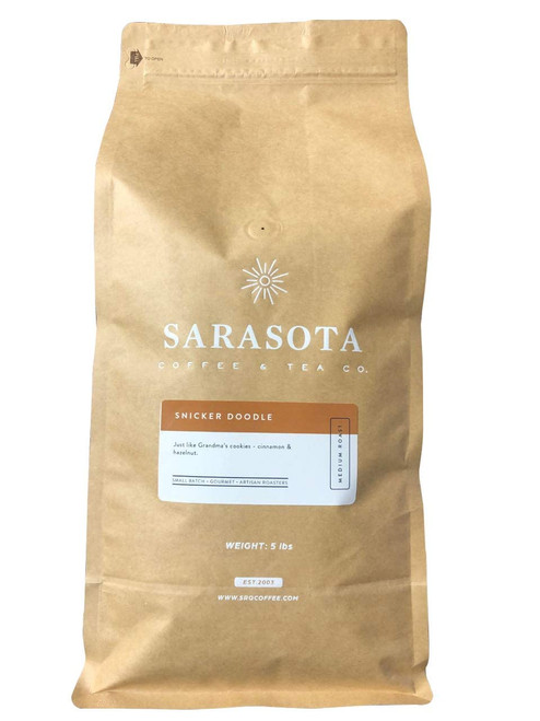Sarasota Coffee, Gourmet Flavored Snickerdoodle Coffee, Whole Bean, Medium Roast, 100% Arabica Coffee 5 Pound Coffee, (5 lb Bag, Whole Bean Coffee)