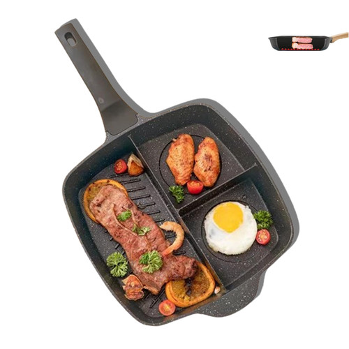 Breakfast 3-In-1 Non-Stick Pan, 10.1in 3 In 1 Breakfast Pan, 3 In 1 Nonstick Frying Pan,Heat Resistant Handle 3 Section Skillet, 3-In-1 Nonstick Pan Divided Grill Frying Pan For Egg Bacon (black) Breakfast 3-In-1 Non-Stick Pan, 10.1in 3 In 1 Breakfast Pan, 3 In 1 Nonstick Frying Pan,Heat Resistant Handle 3 Section Skillet, 3-In-1 Nonstick Pan Divided Grill Frying Pan For Egg Bacon (black)