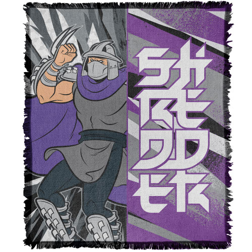 LOGOVISION Teenage Mutant Ninja Turtles TMNT Shredder Woven Tapestry Cotton Blend Fringed Throw Blanket, 50"x60"