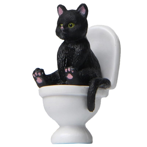Lerpwige Cat On Toilet Statue Landscape Figurine Miniatures Ornament Home Decorations Resin Cartoon Cat Figurines Cat Figurine Cat Figurines Home Decor Cat Figurines and Statues