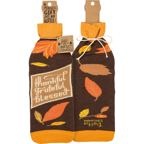Primitives by Kathy Thankful Grateful Blessed Bottle Sock Primitives by Kathy Thankful Grateful Blessed Bottle Sock